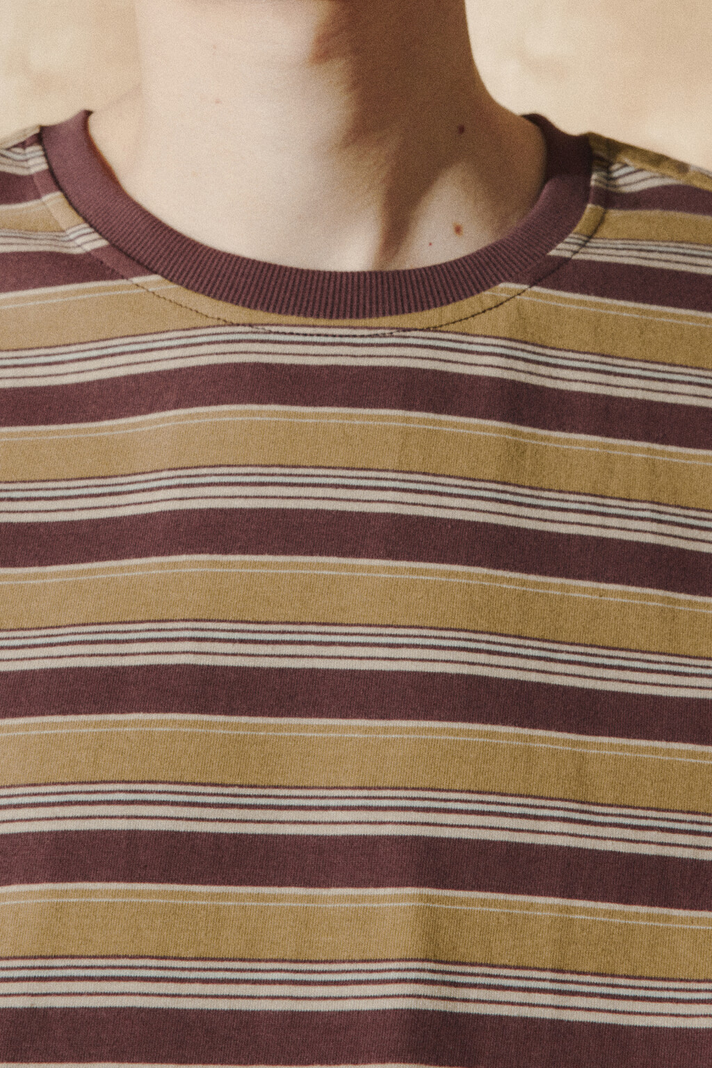 Футболка хлопковая в полоску - цвет бордовый - 5