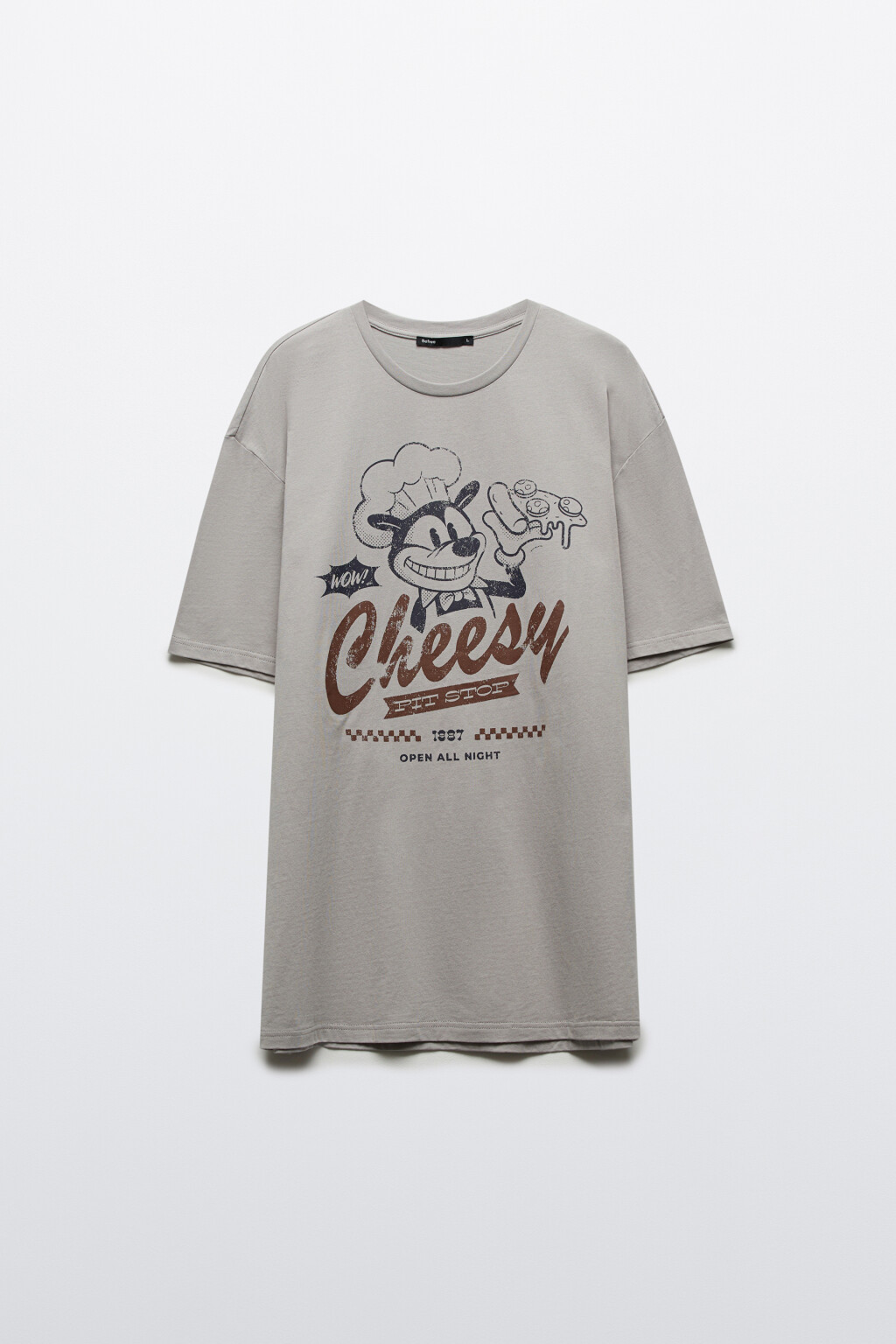 Футболка хлопковая с принтом - цвет серый - 1