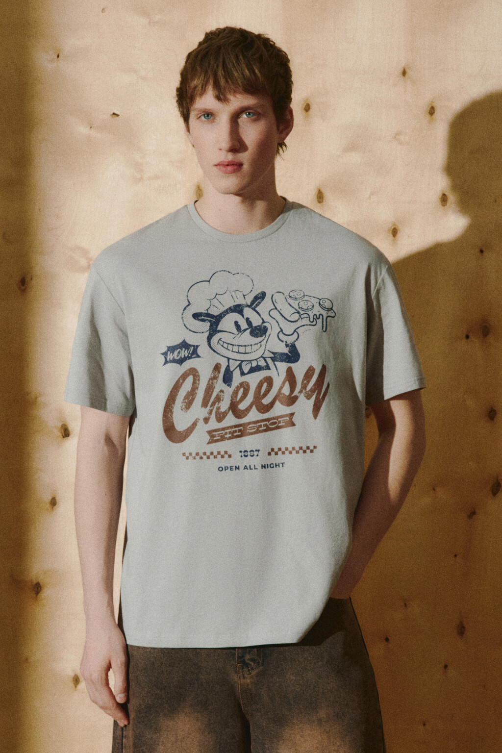 Футболка хлопковая с принтом - цвет серый - 2