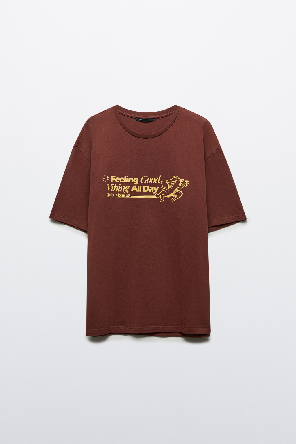 Футболка хлопковая с принтом - цвет коричневый - 1