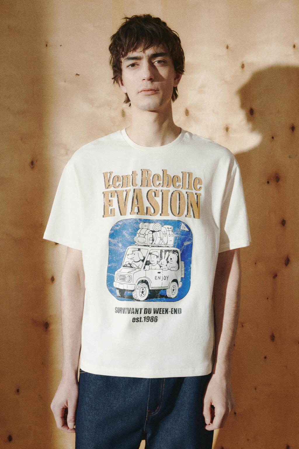 Футболка хлопковая с принтом - цвет белый - 3