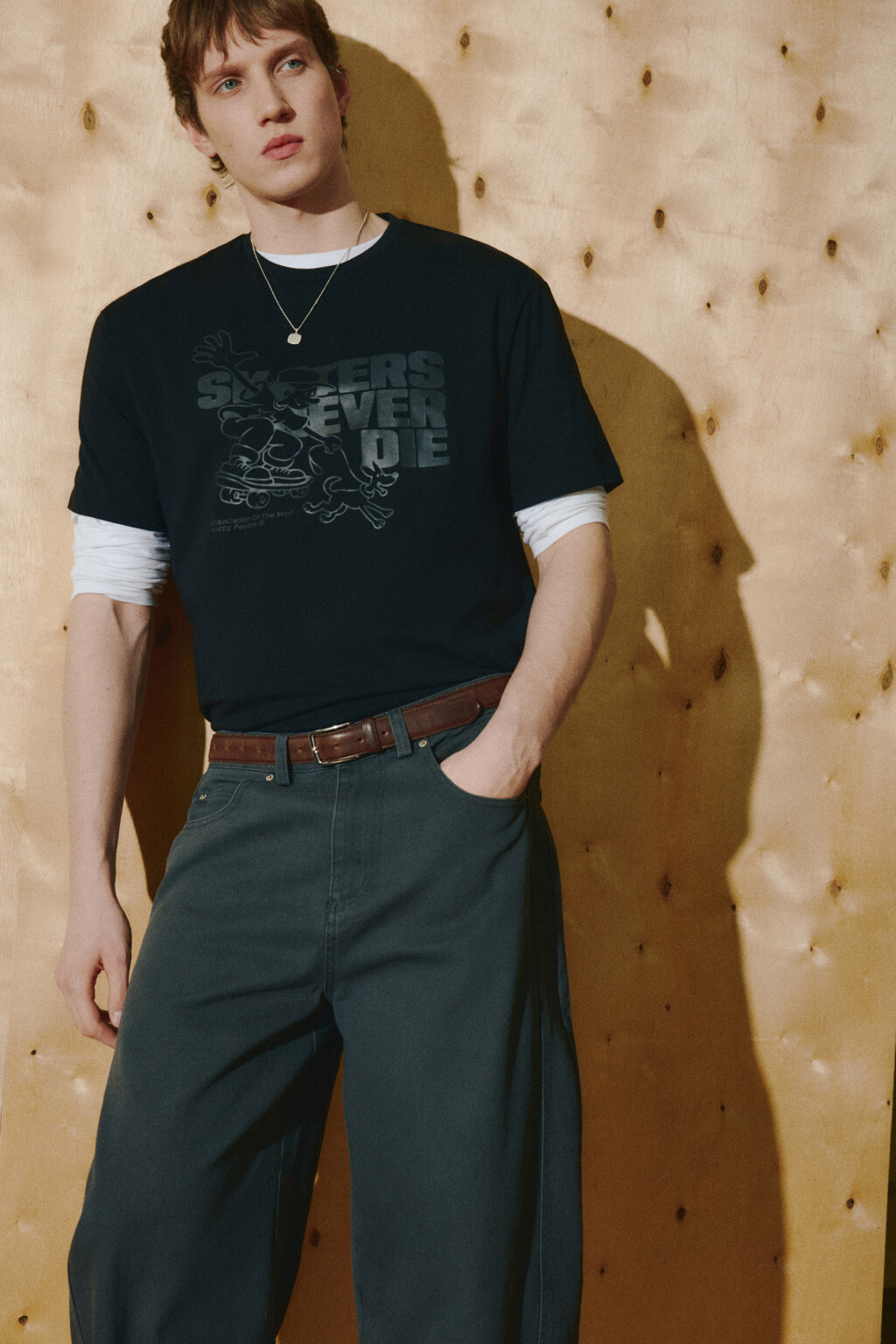 Футболка хлопковая с принтом - цвет черный - 1