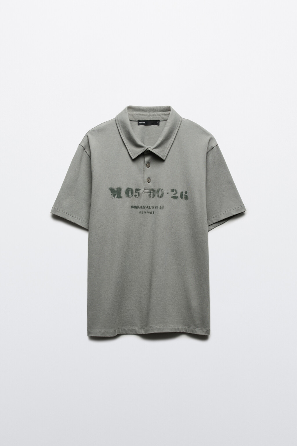 Футболка-поло прямая с принтом - цвет серый - 1