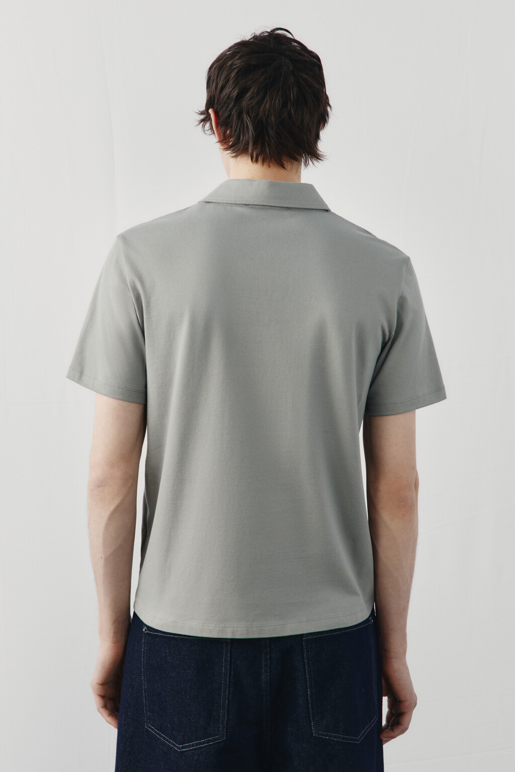 Футболка-поло прямая с принтом - цвет серый - 3