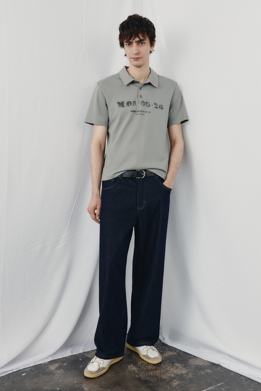 Футболка-поло прямая с принтом - цвет серый - 4