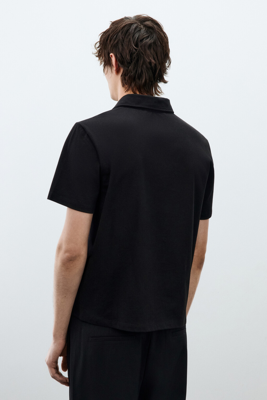 Футболка-поло прямая с принтом - цвет черный - 3