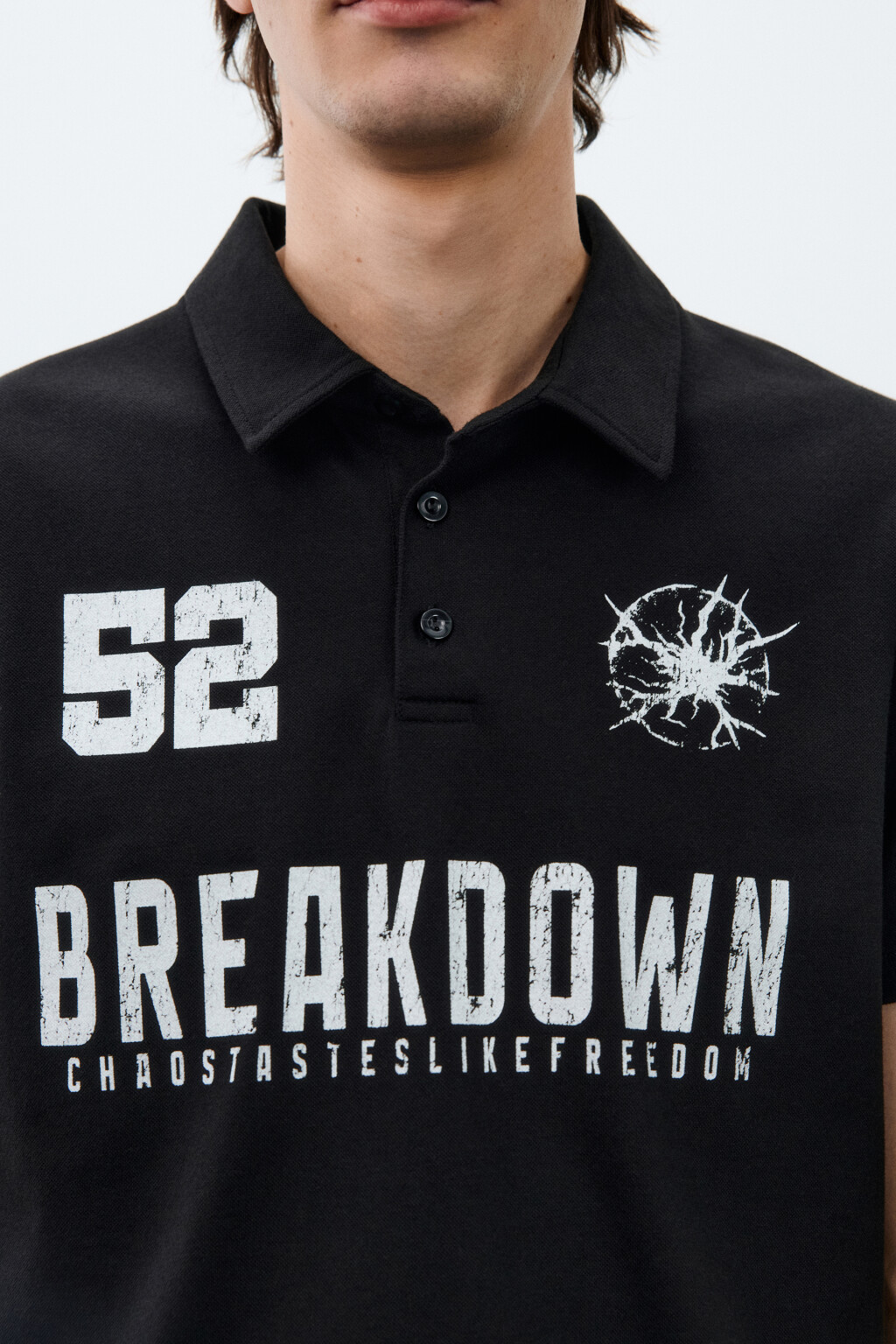 Футболка-поло прямая с принтом - цвет черный - 5