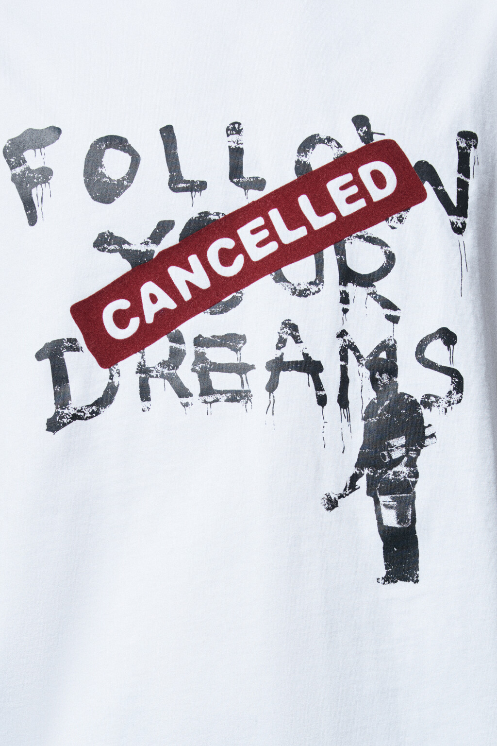 Футболка хлопковая оверсайз с принтом - цвет белый - 6