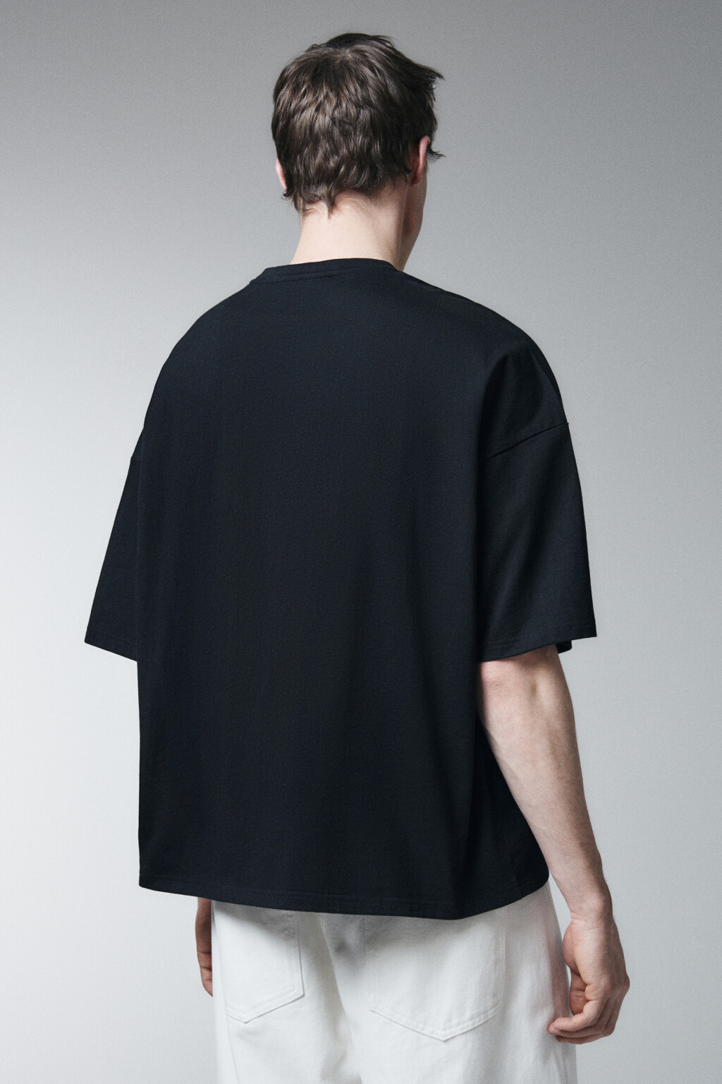 Футболка хлопковая оверсайз с принтом - цвет черный - 4