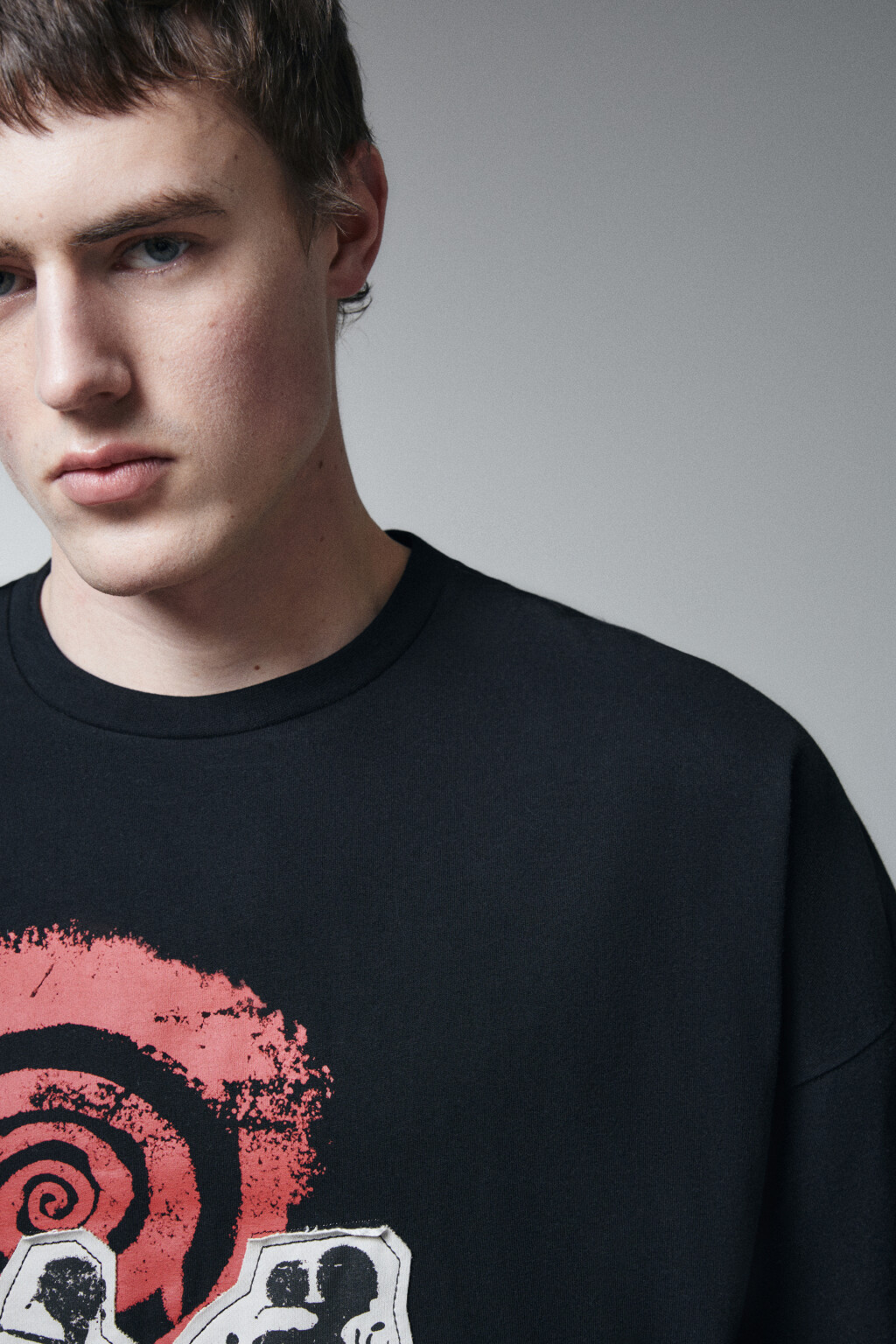 Футболка хлопковая оверсайз с принтом - цвет черный - 6