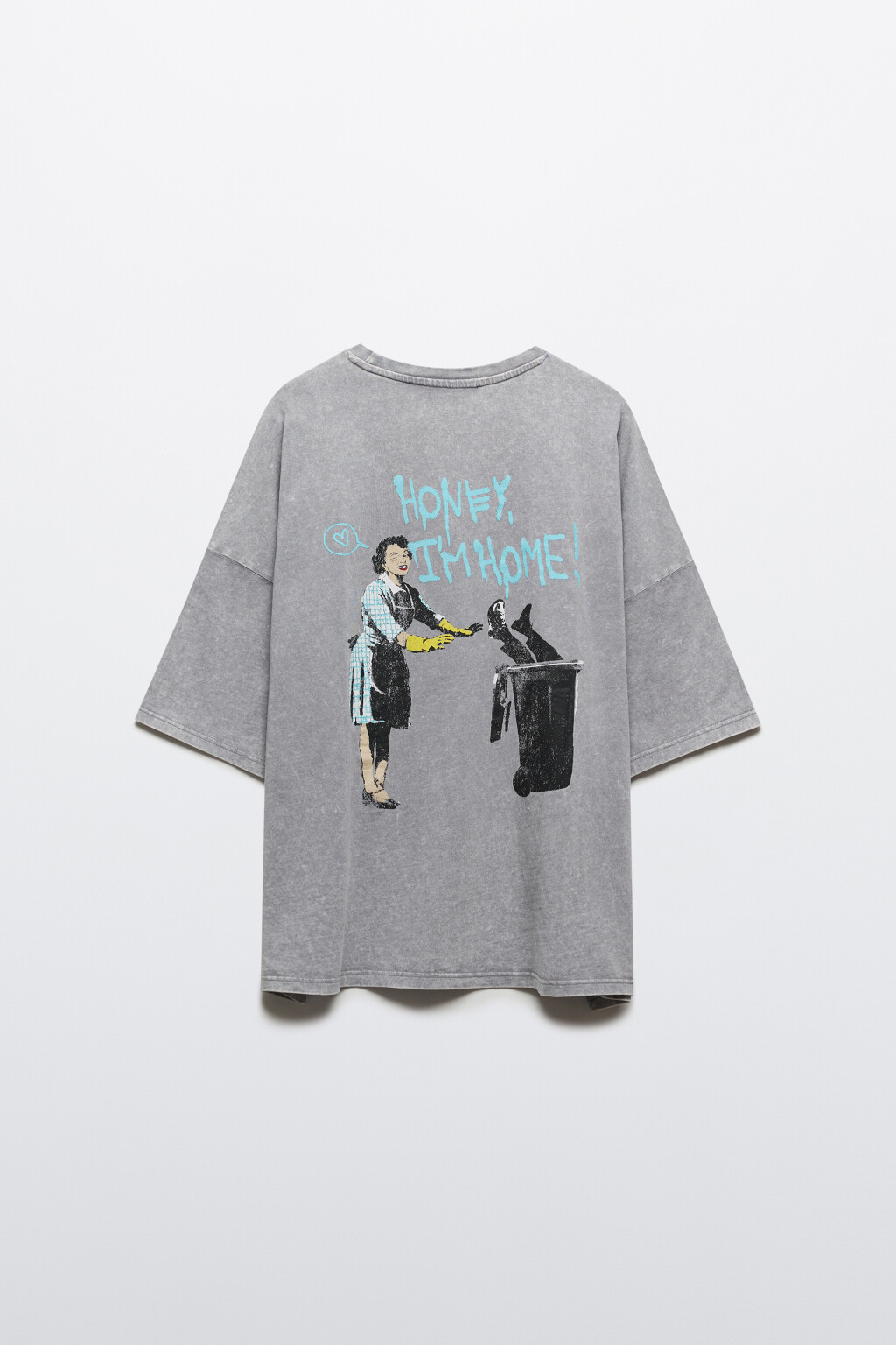 Футболка хлопковая оверсайз с принтом - цвет серый - 9