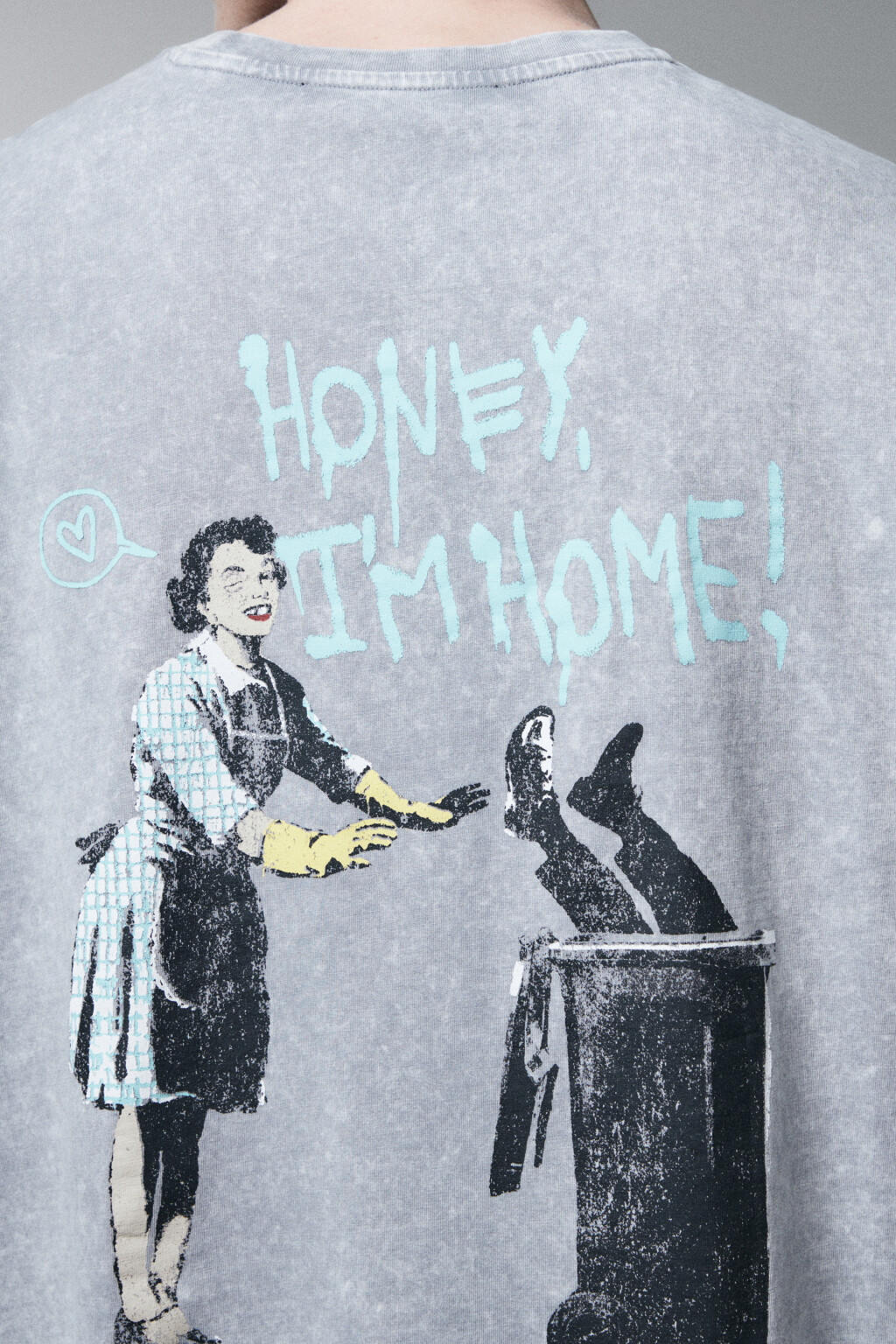 Футболка хлопковая оверсайз с принтом - цвет серый - 7