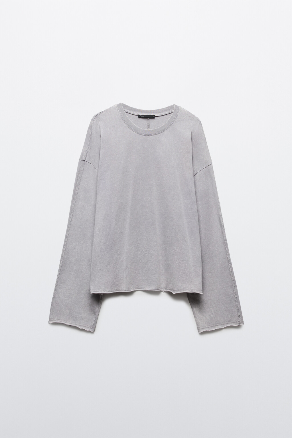 Лонгслив базовый удлиненный из хлопка - цвет серый - 8