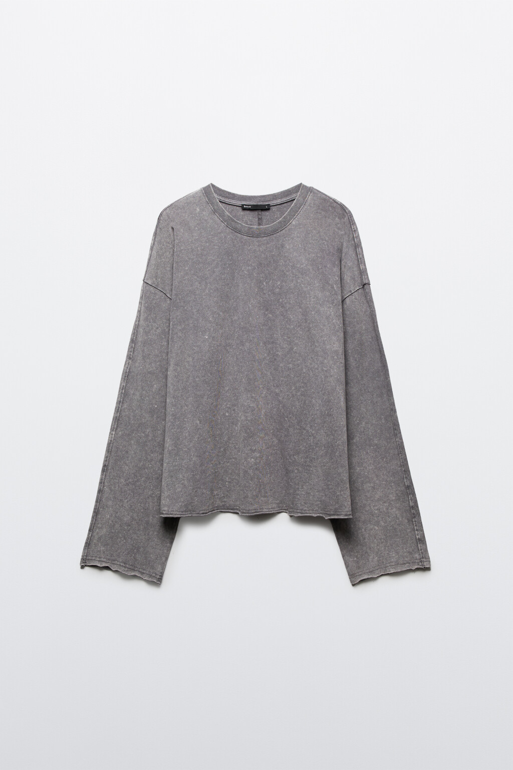 Лонгслив базовый удлиненный из хлопка - цвет серый - 8