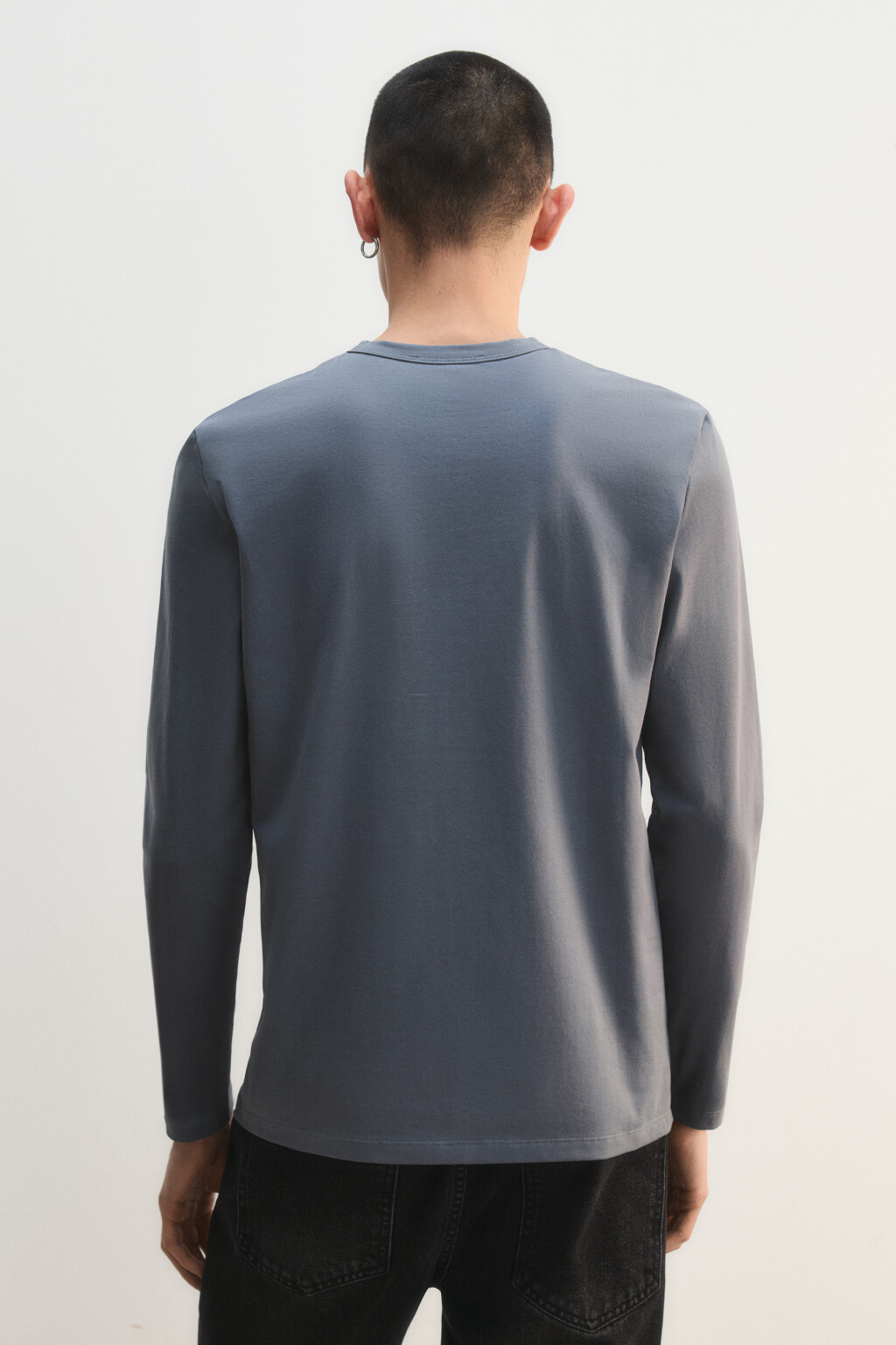 Лонгслив хенли приталенный - цвет серый - 4