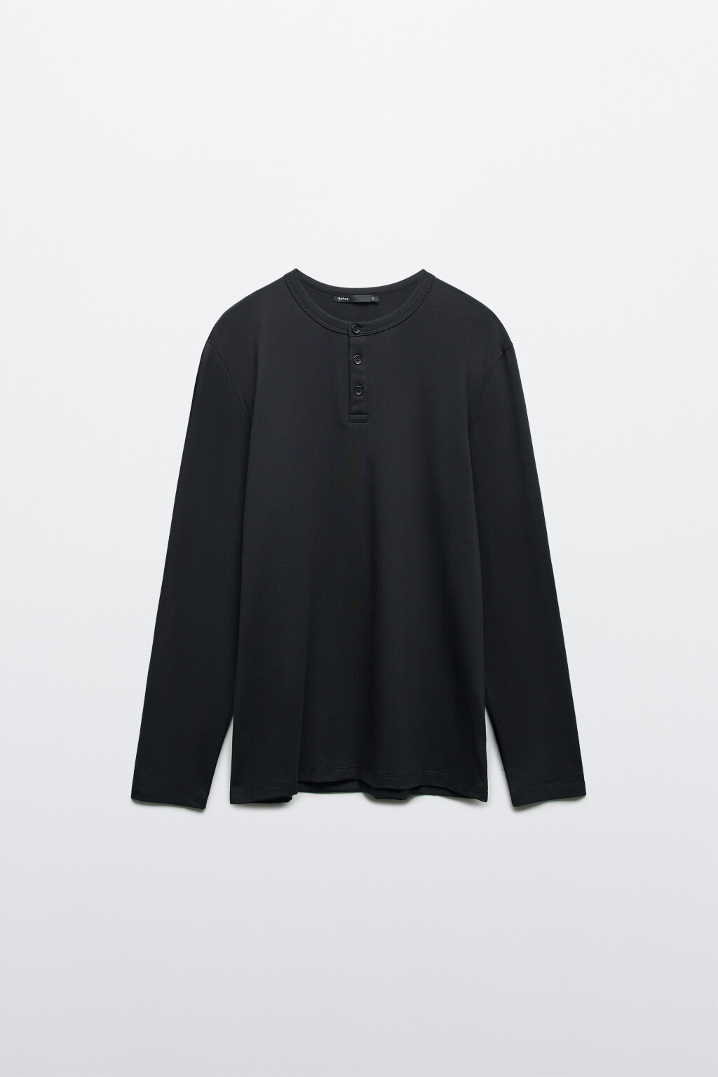 Лонгслив хенли приталенный - цвет черный - 9