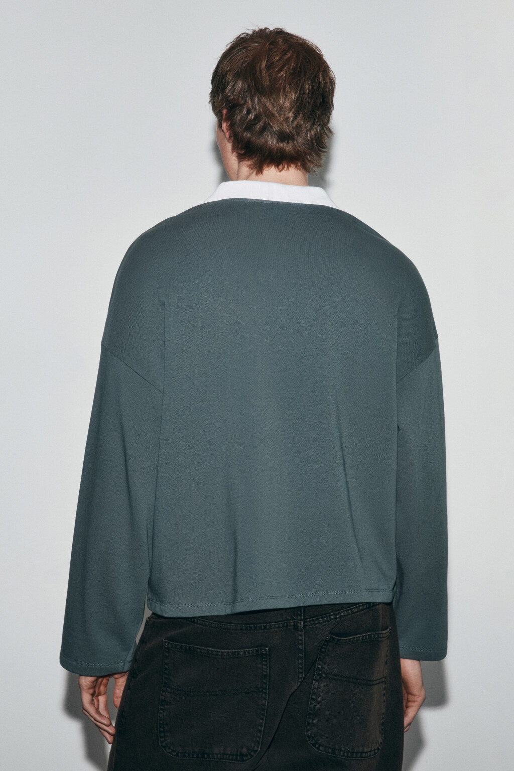 Лонгслив-поло с надписью - цвет серый - 3