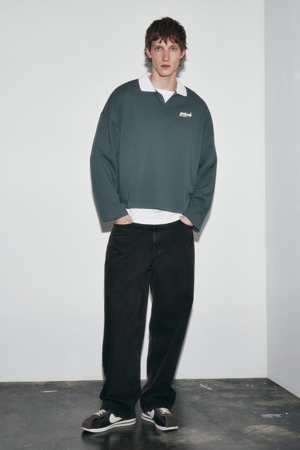 Лонгслив-поло с надписью - цвет серый - 4