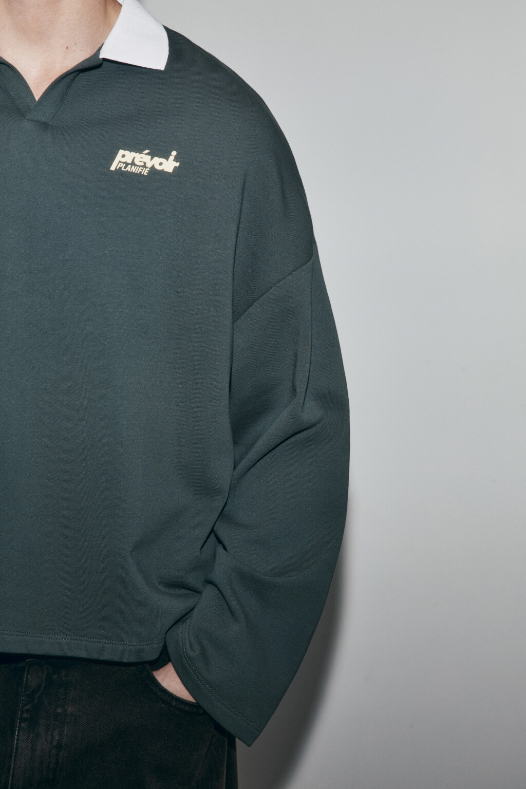 Лонгслив-поло с надписью - цвет серый - 6