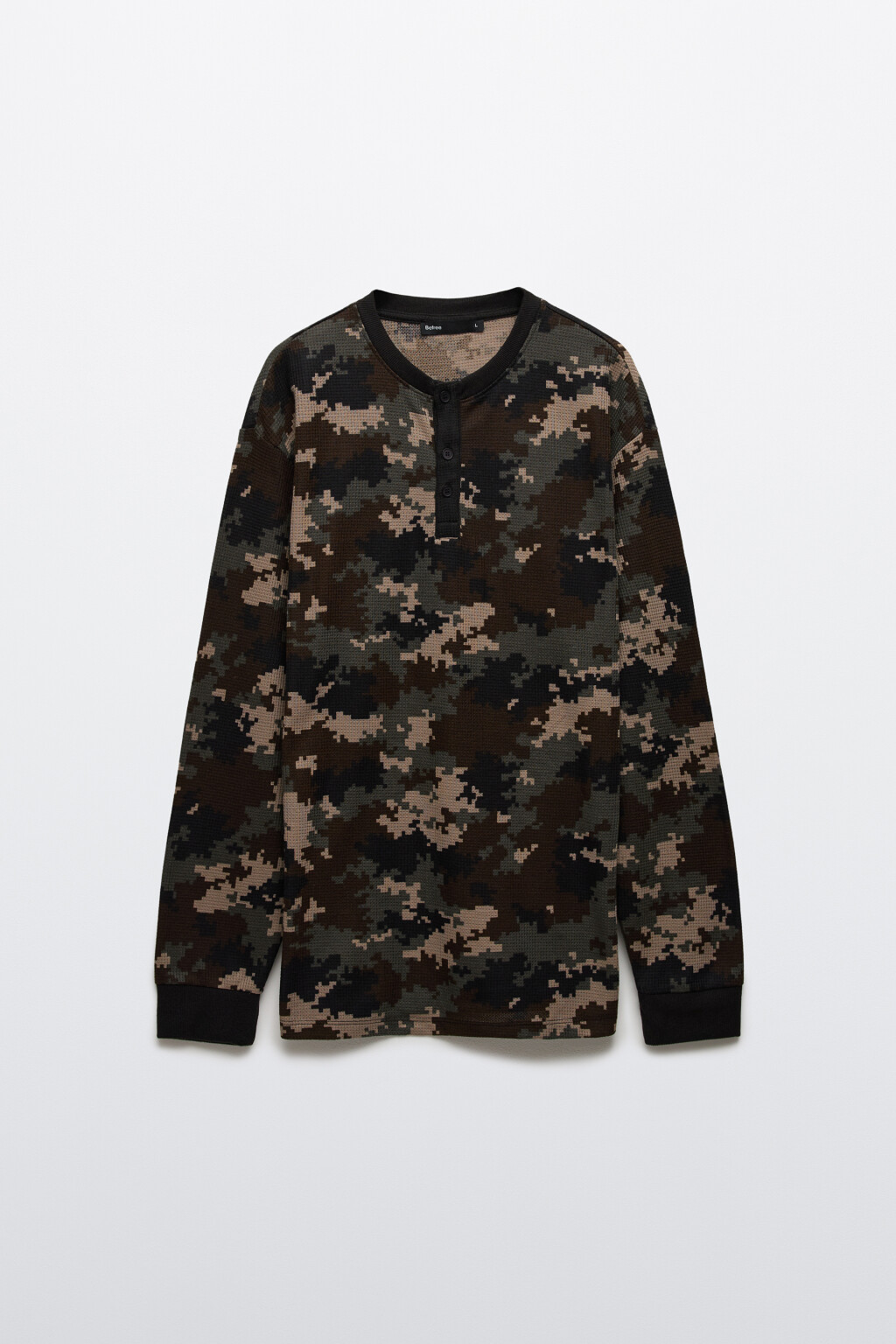 Лонгслив с принтом хаки - цвет армейский - 1