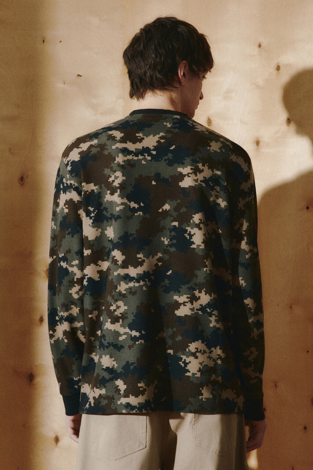 Лонгслив хенли с принтом хаки - цвет армейский - 4