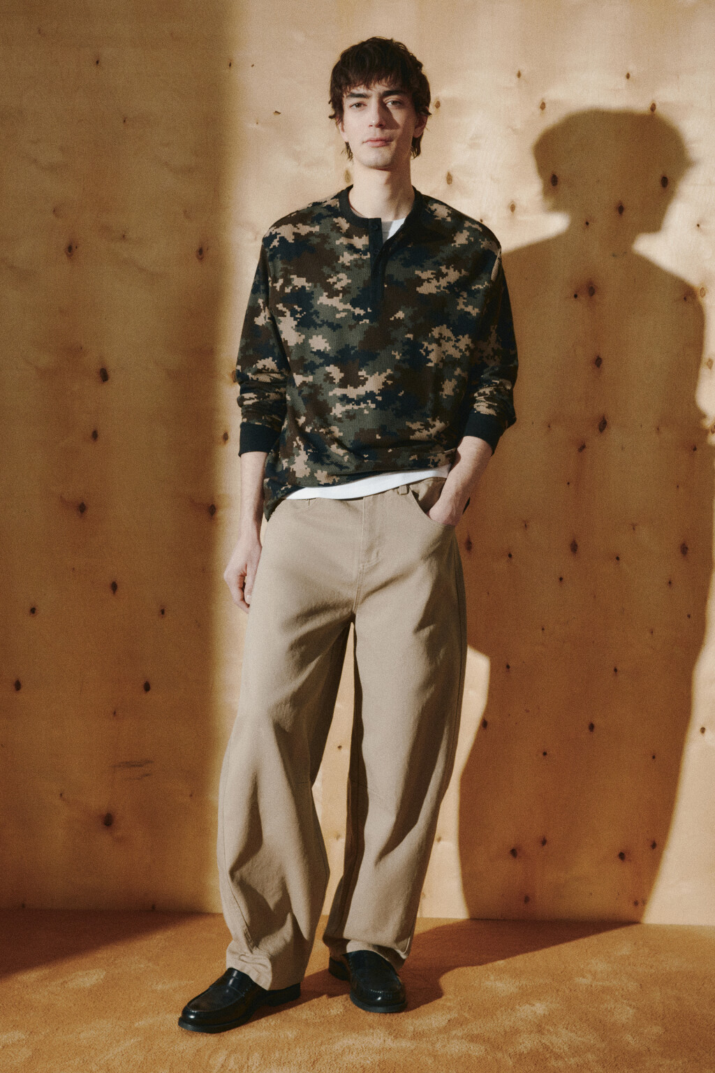 Лонгслив хенли с принтом хаки - цвет армейский - 5