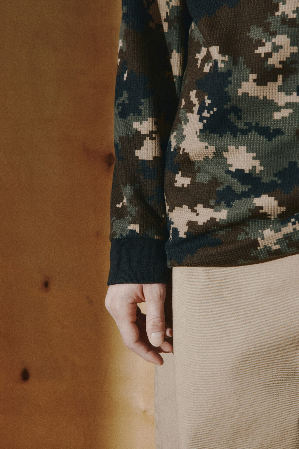 Лонгслив хенли с принтом хаки - цвет армейский - 7