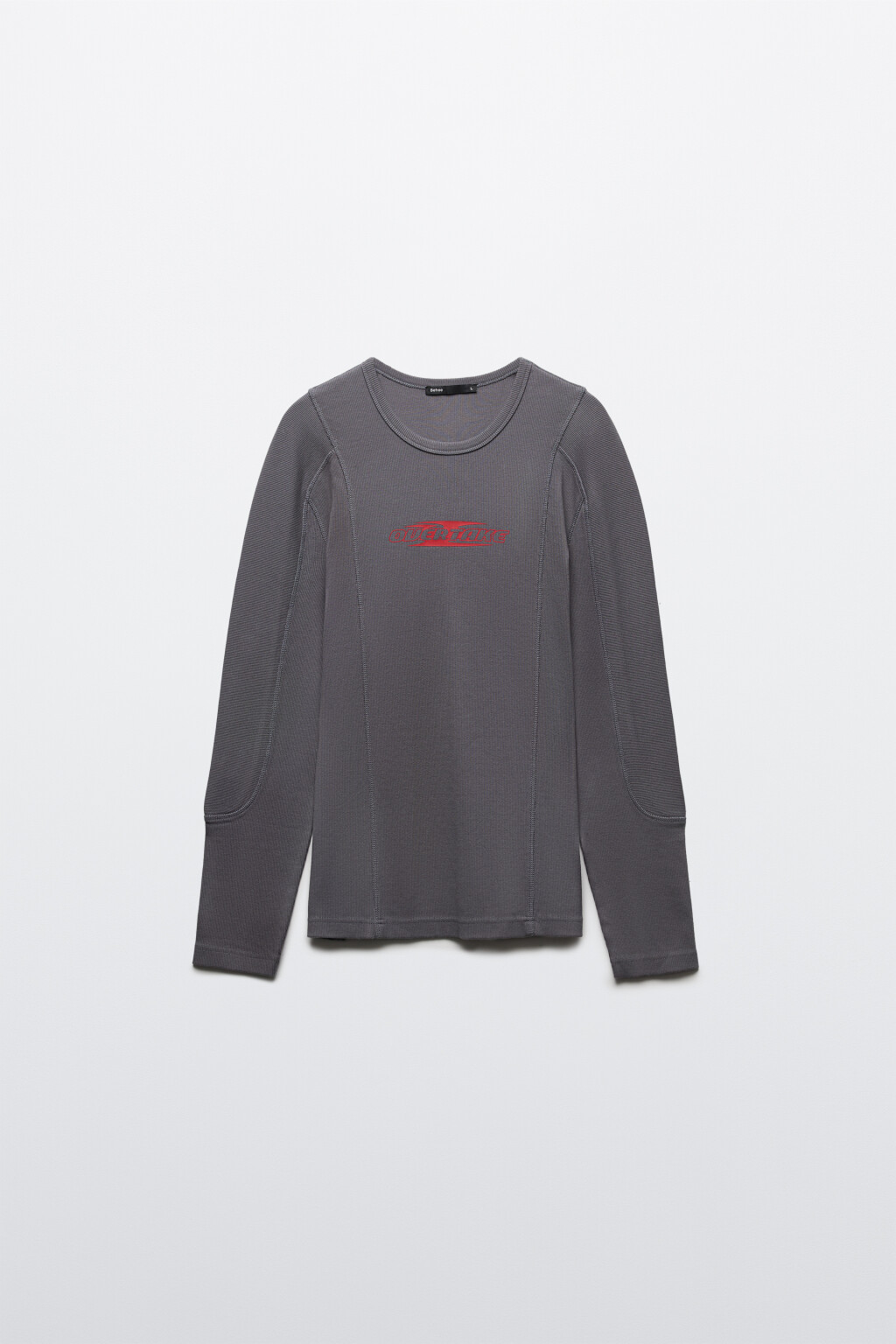 Лонгслив облегающий в рубчик с вареным эффектом - цвет серый - 1