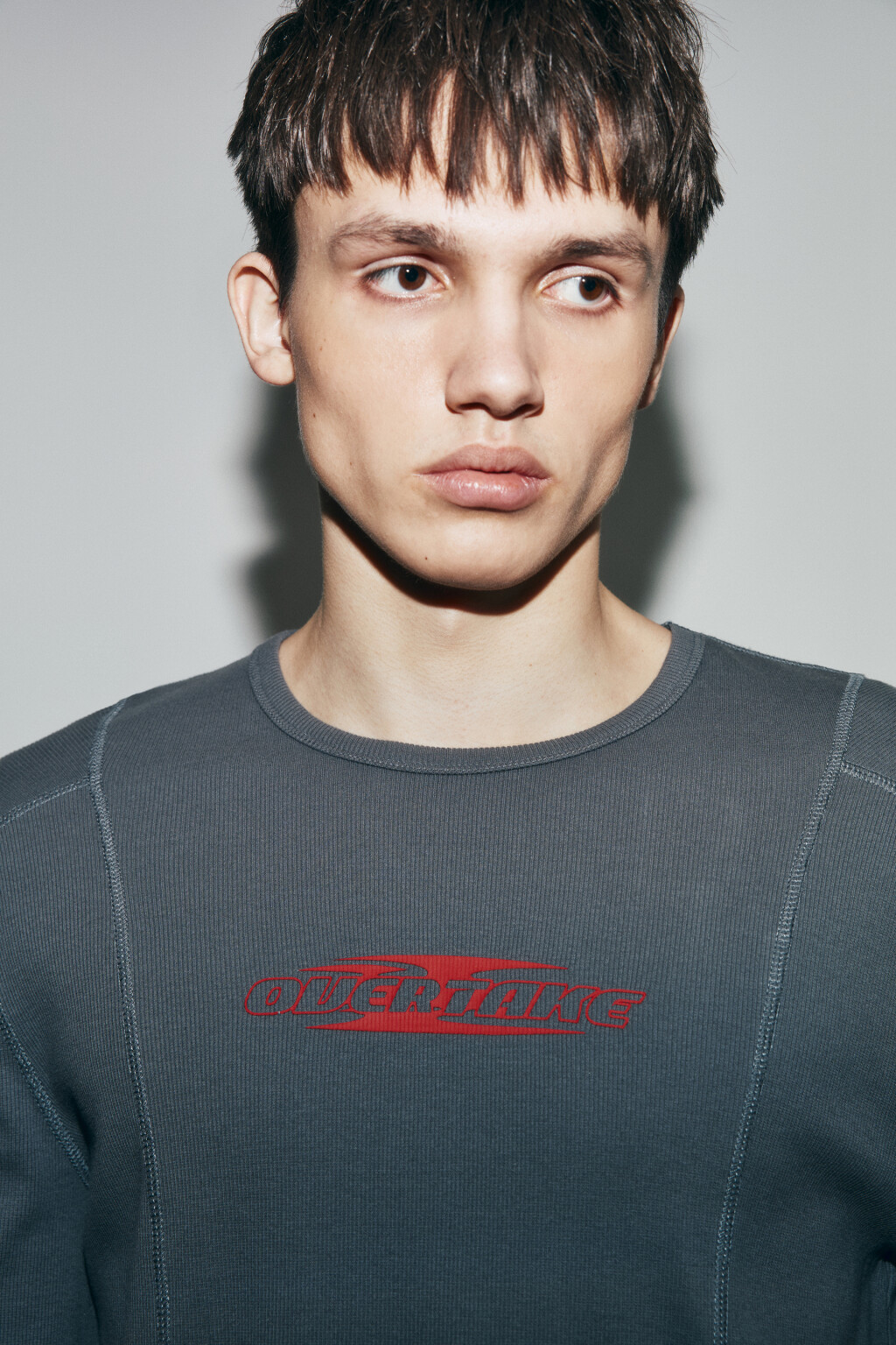 Лонгслив облегающий в рубчик с вареным эффектом - цвет серый - 5