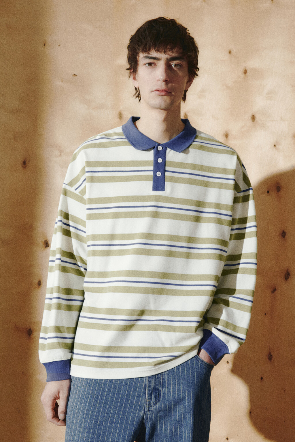Лонгслив-поло в полоску - цвет бежевый - 4