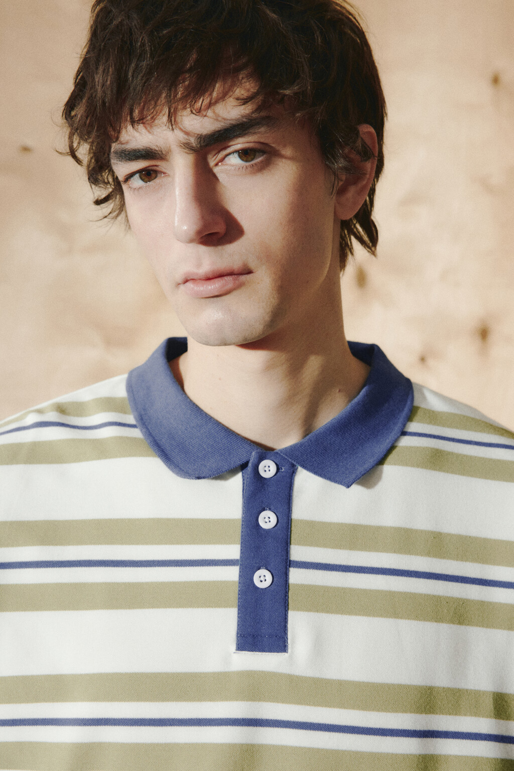 Лонгслив-поло в полоску - цвет бежевый - 7