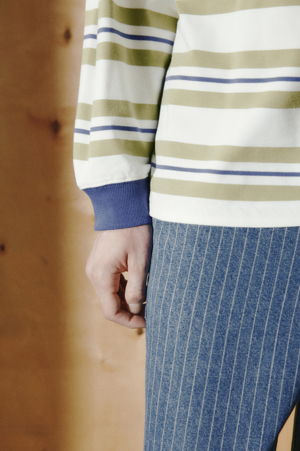 Лонгслив-поло в полоску - цвет бежевый - 8