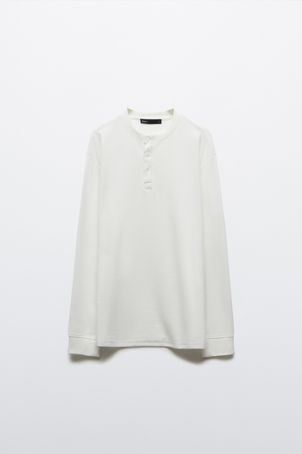 Лонгслив хенли трикотажный на пуговицах - цвет белый - 1