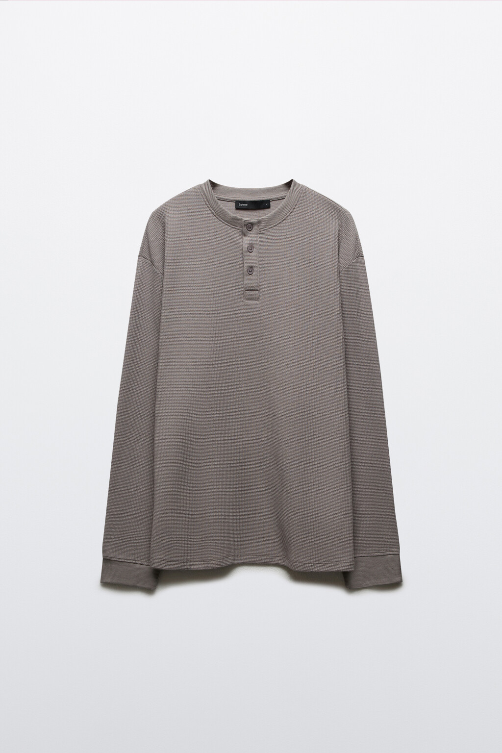 Лонгслив хенли трикотажный на пуговицах - цвет серый - 1