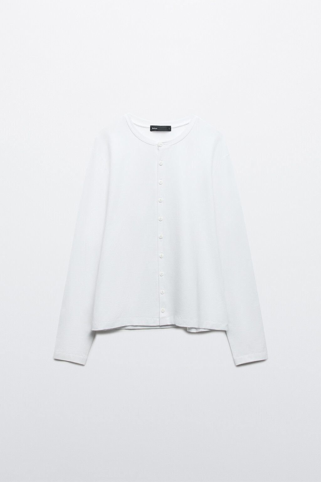 Лонгслив из хлопкового трикотажа на пуговицах - цвет белый - 8