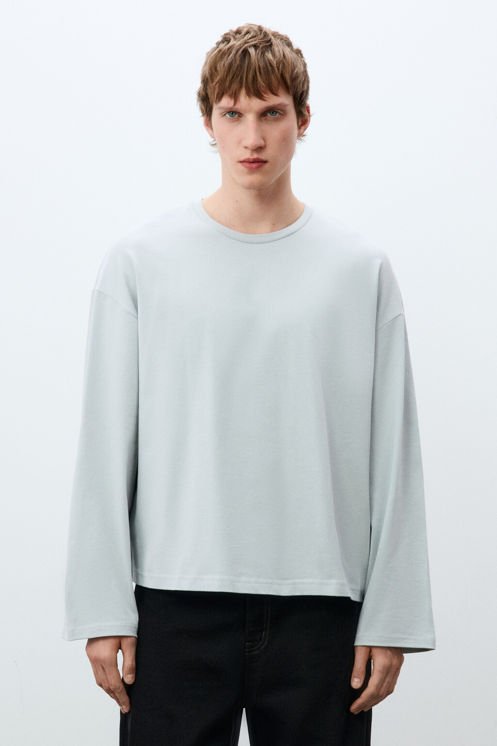 Лонгслив хлопковый базовый - цвет серый - 3
