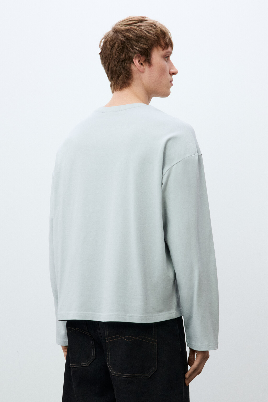 Лонгслив хлопковый базовый - цвет серый - 4