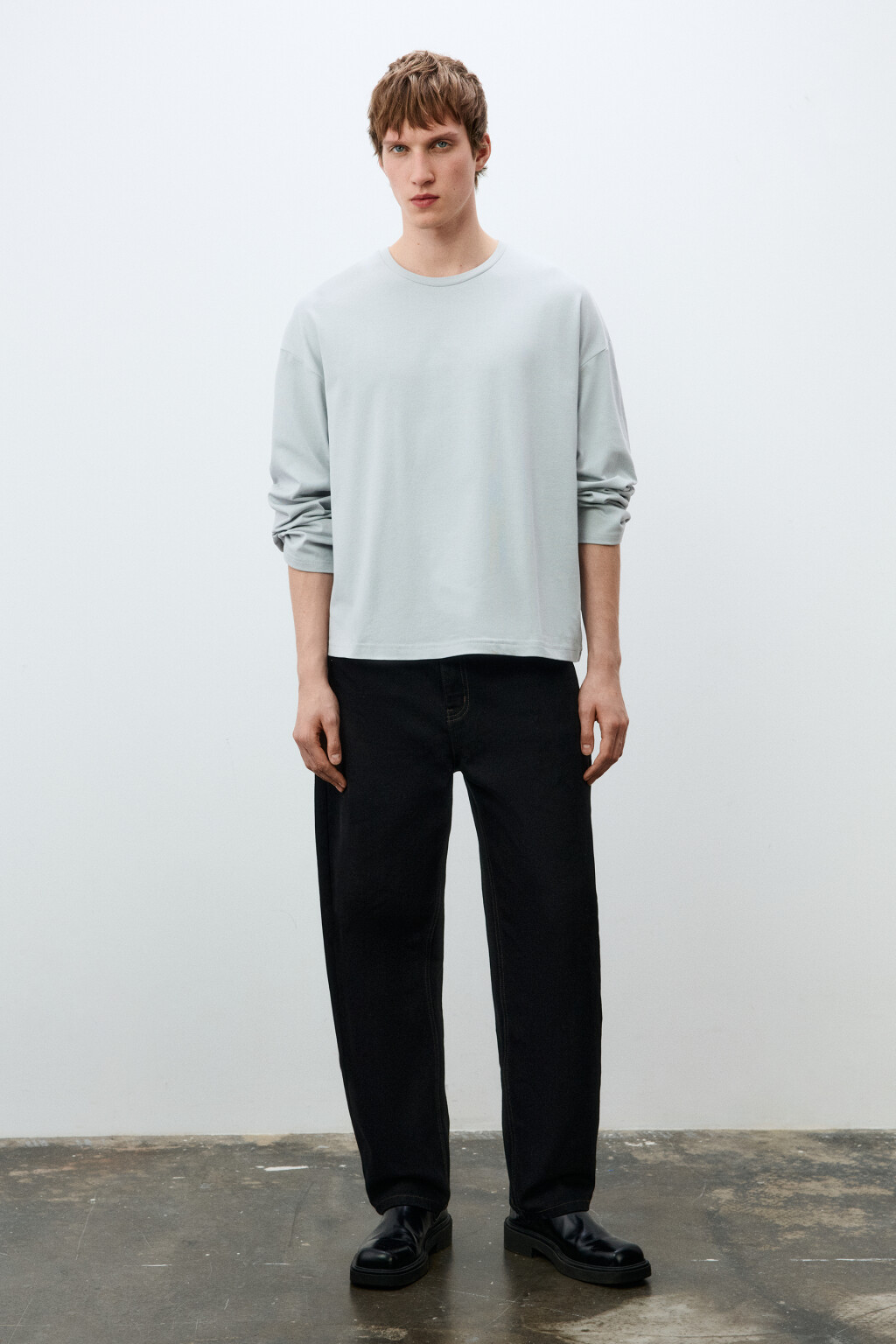 Лонгслив хлопковый базовый - цвет серый - 5