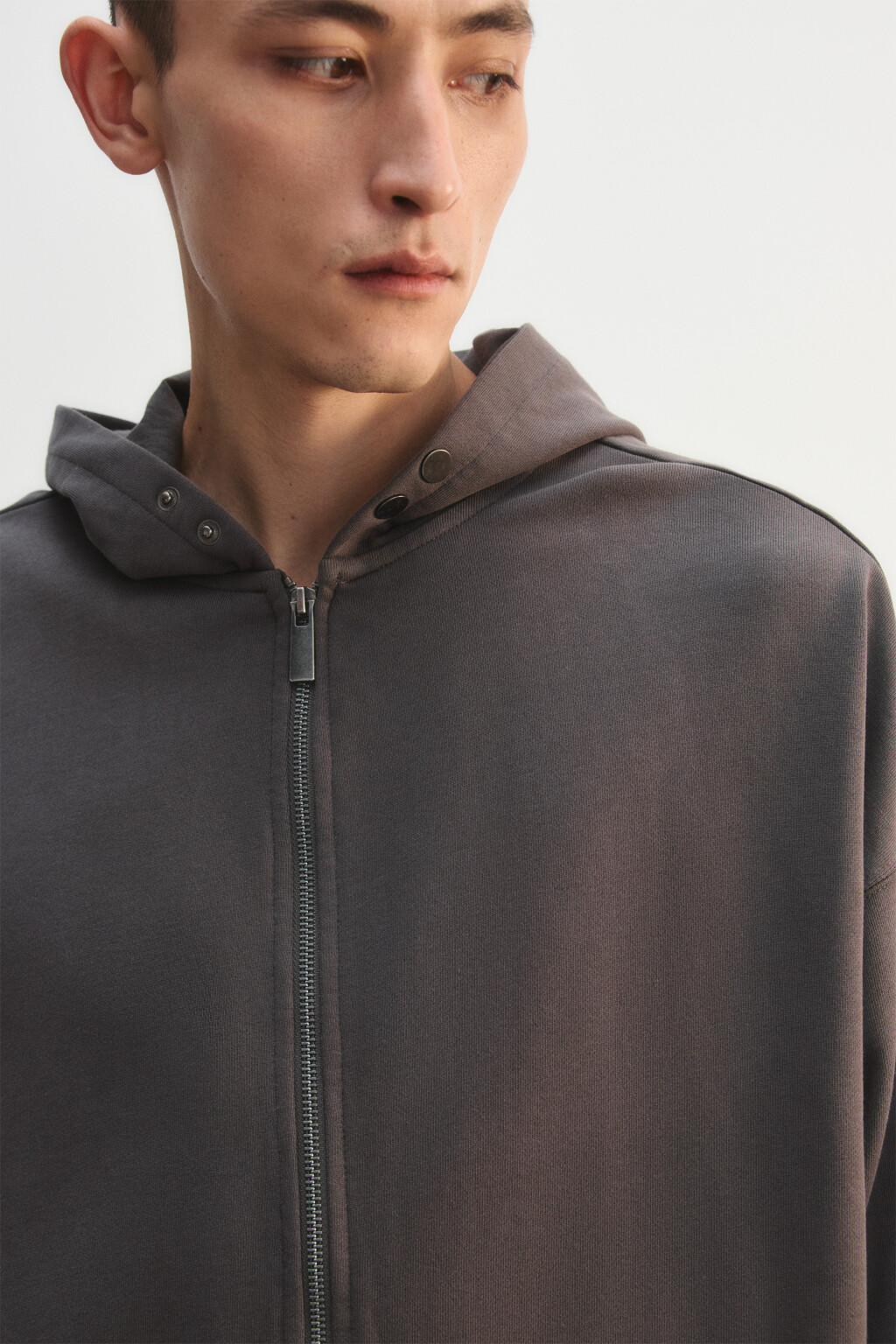 Худи-зипка из футера с вареным эффектом - цвет серый - 6