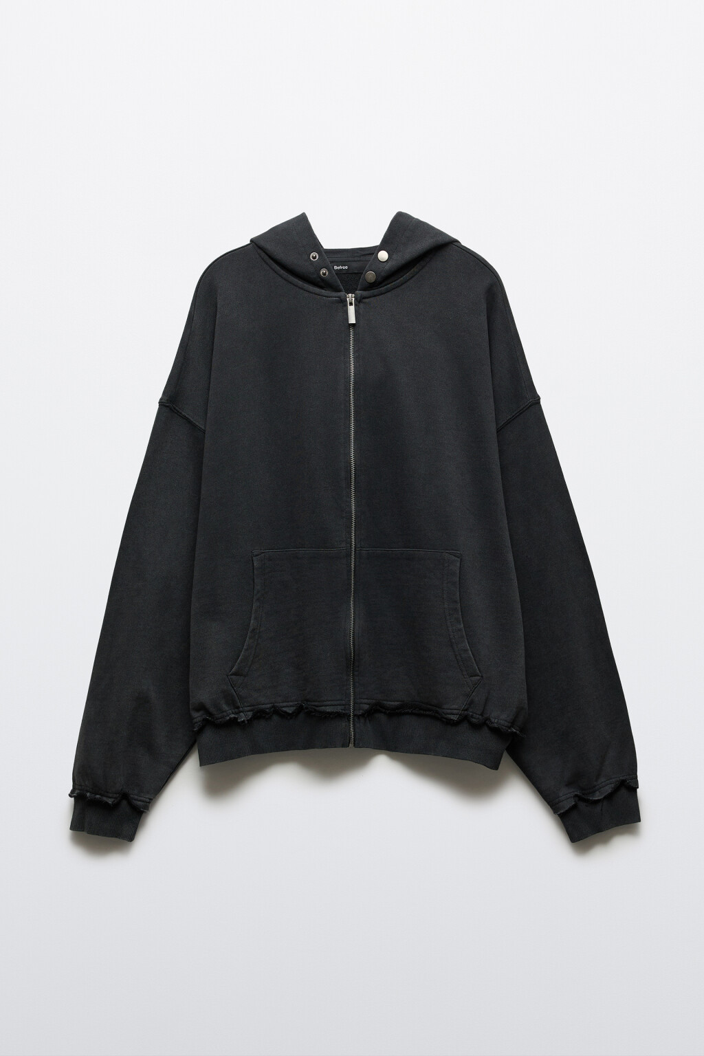 Худи-зипка из футера с вареным эффектом - цвет черный - 9