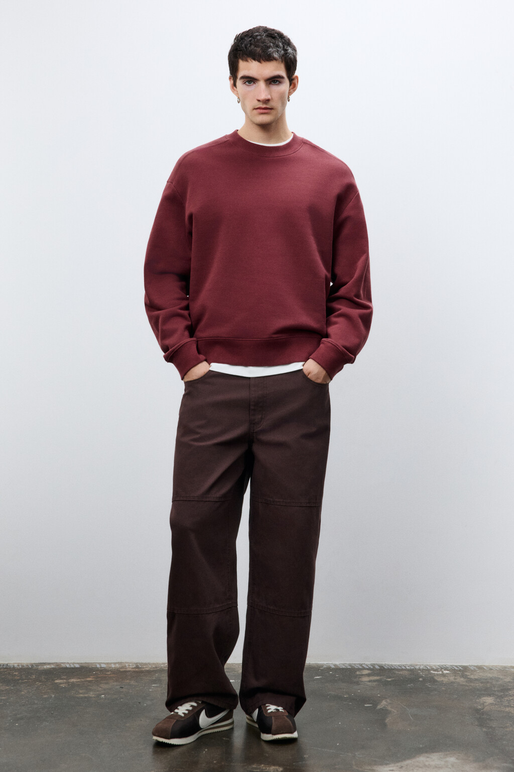 Свитшот базовый утепленный - цвет бордовый - 5