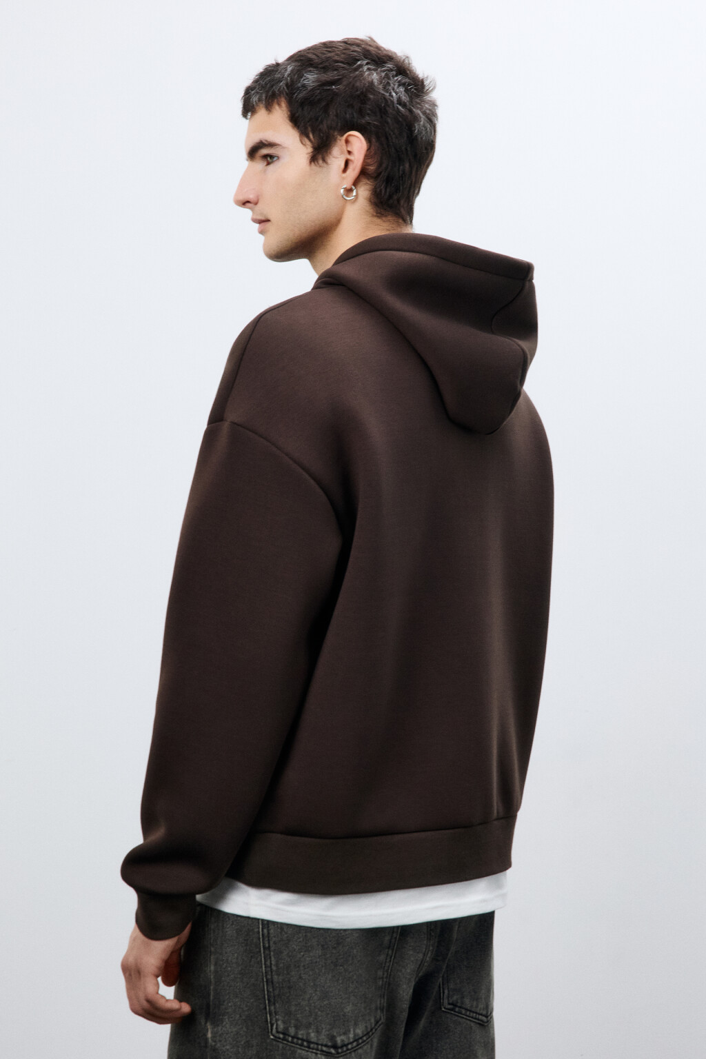 Худи с капюшоном и имитацией футболки - цвет коричневый - 4