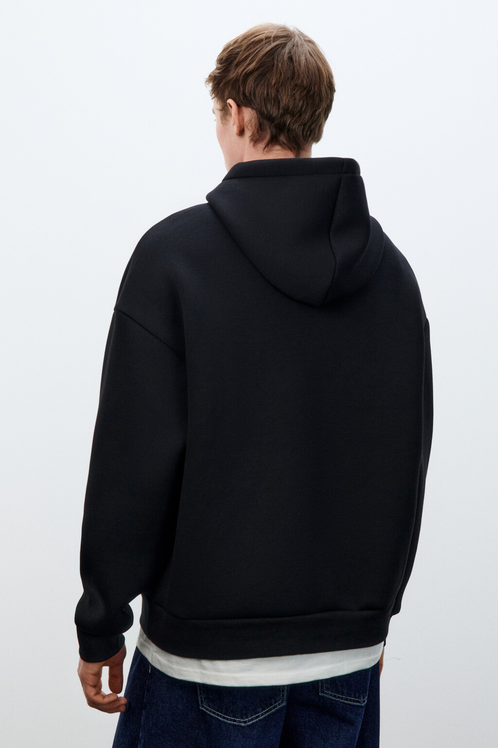 Худи с капюшоном и имитацией футболки - цвет черный - 3