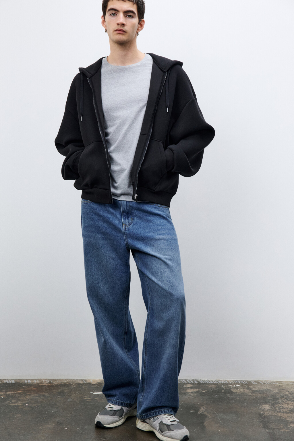 Худи-зипка базовая - цвет черный - 1