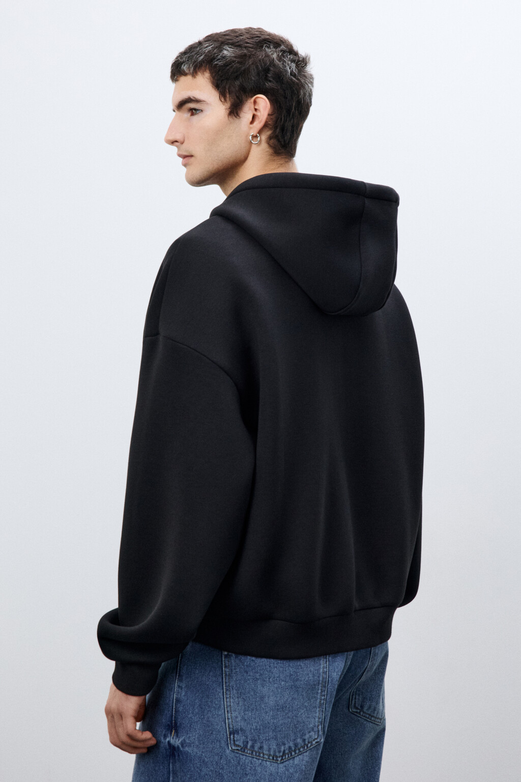 Худи-зипка базовая - цвет черный - 4