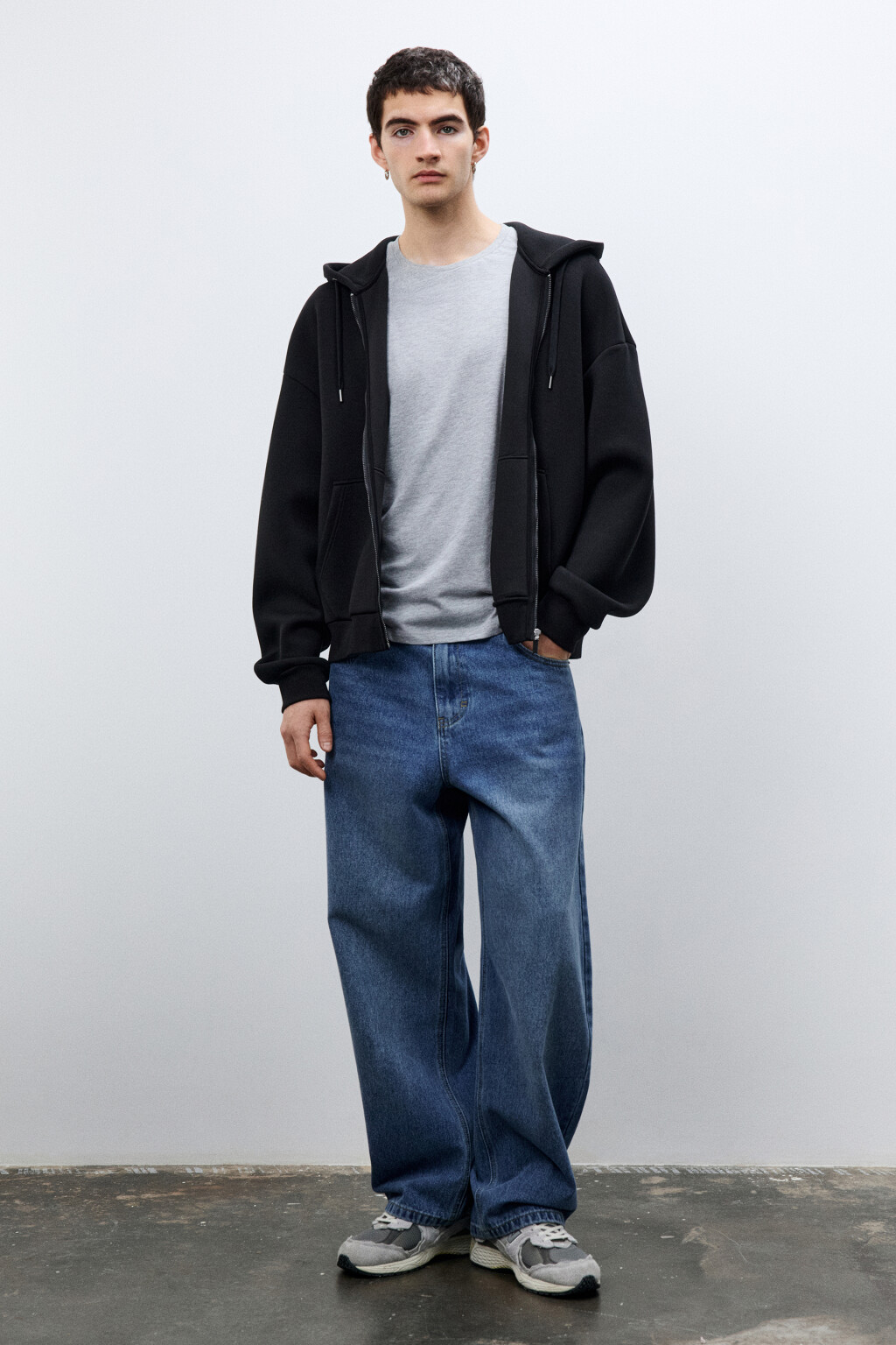 Худи-зипка базовая - цвет черный - 5