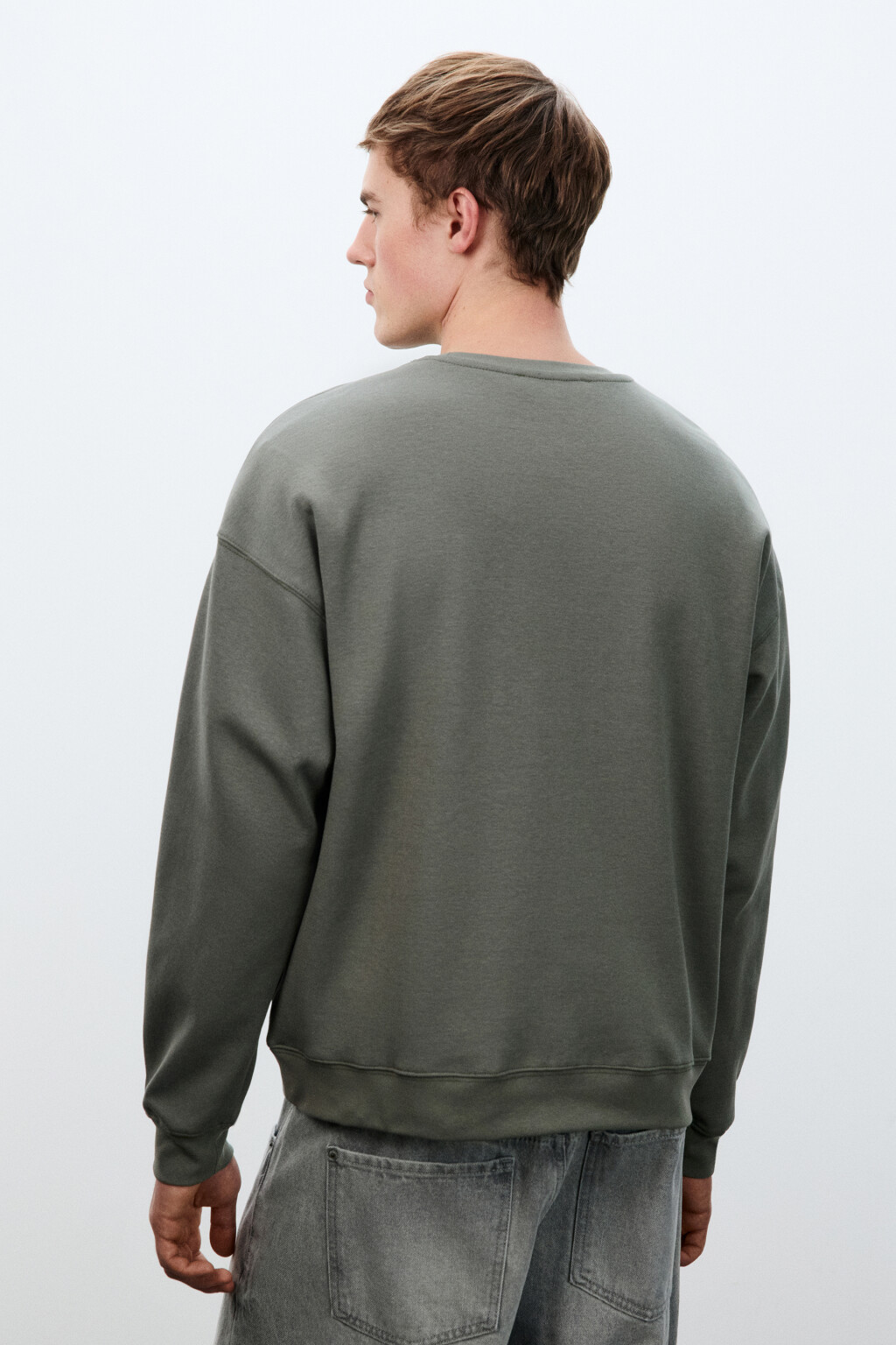 Свитшот базовый удлиненный - цвет зеленый - 3