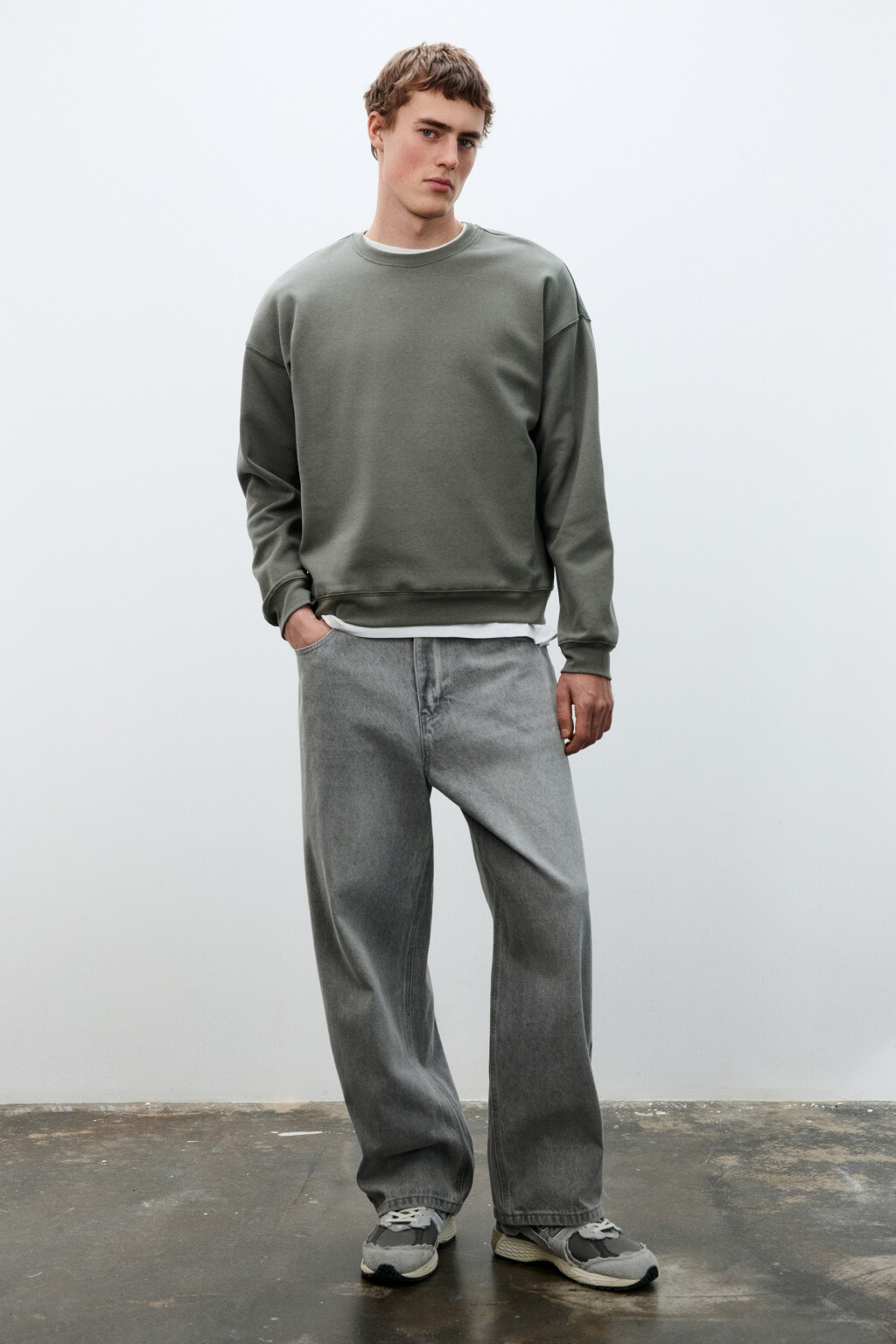 Свитшот базовый удлиненный - цвет зеленый - 4