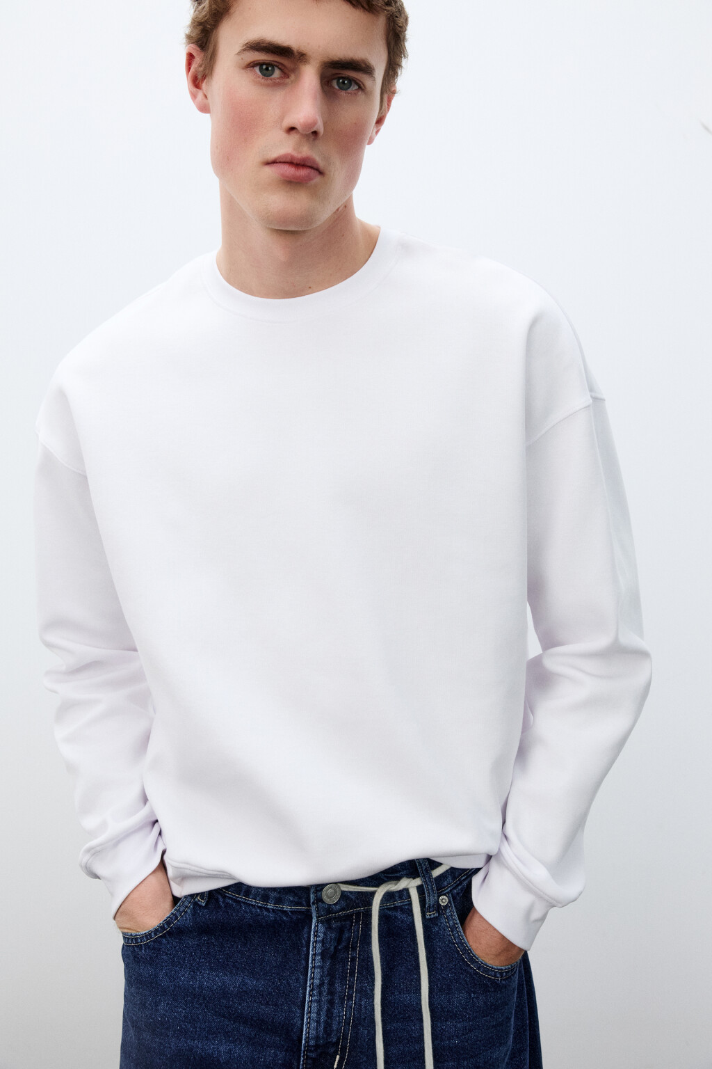 Свитшот базовый удлиненный - цвет белый - 1