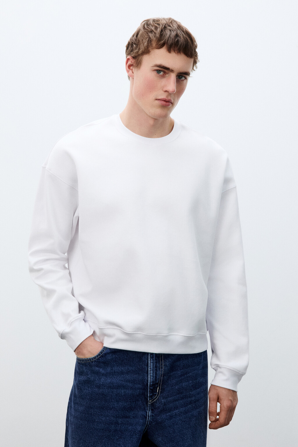 Свитшот базовый удлиненный - цвет белый - 3
